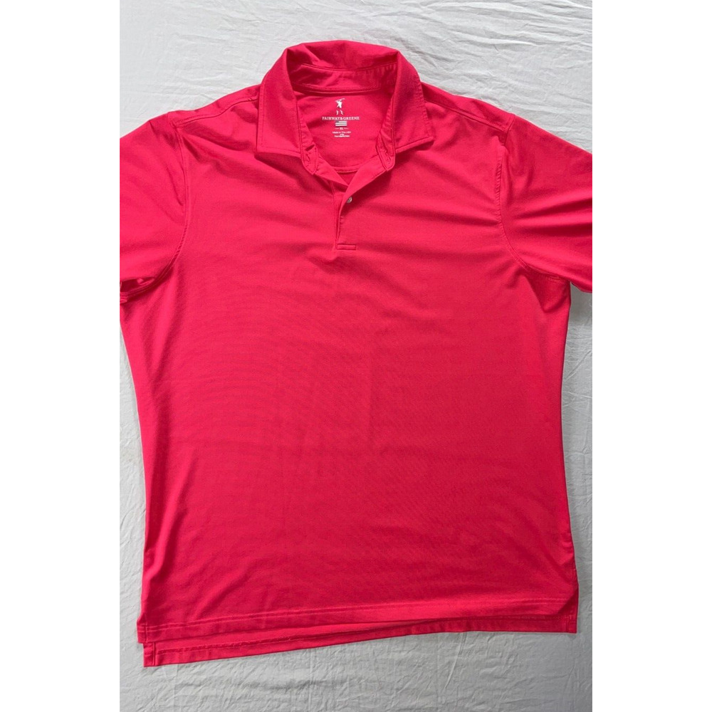 Fairway & Greene F&G USA Made Stretch Microfiber Polo Golf Shirt. Red, XL. EUC!!